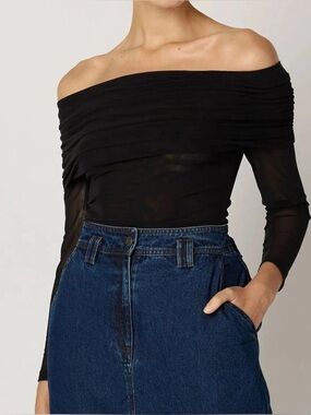 NWT | Cleobella Black Off-the-Shoulder Penelope Long Sleeve Top (Size Large)